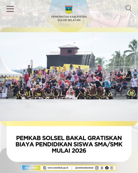 Pemkab Solsel Bakal Gratiskan Biaya Pendidikan Siswa SMA/SMK Mulai 2026
