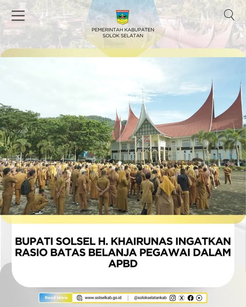 Bupati Solsel H. Khairunas Ingatkan Rasio Batas Belanja Pegawai dalam APBD