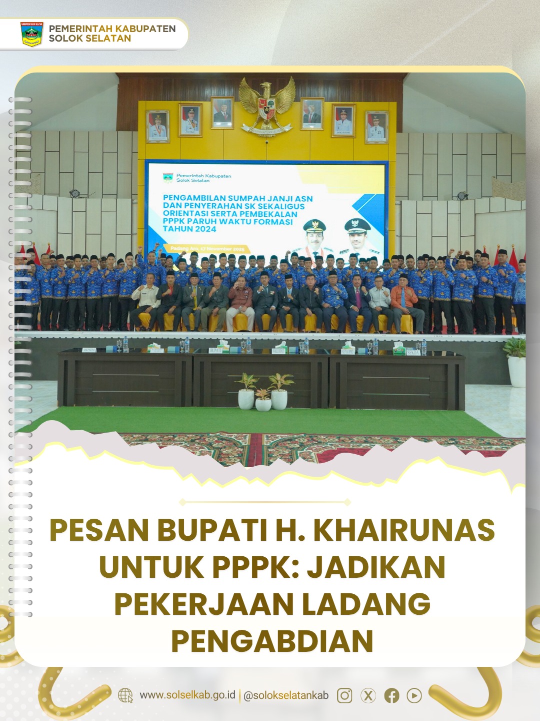 Pesan Bupati H. Khairunas Untuk PPPK: Jadikan Pekerjaan Ladang Pengabdian