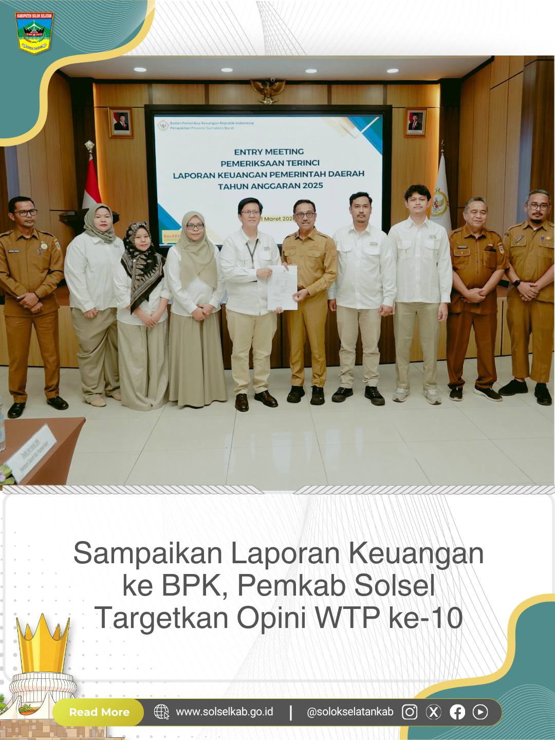 Sampaikan Laporan Keuangan ke BPK, Pemkab Solsel Targetkan Opini WTP ke-10